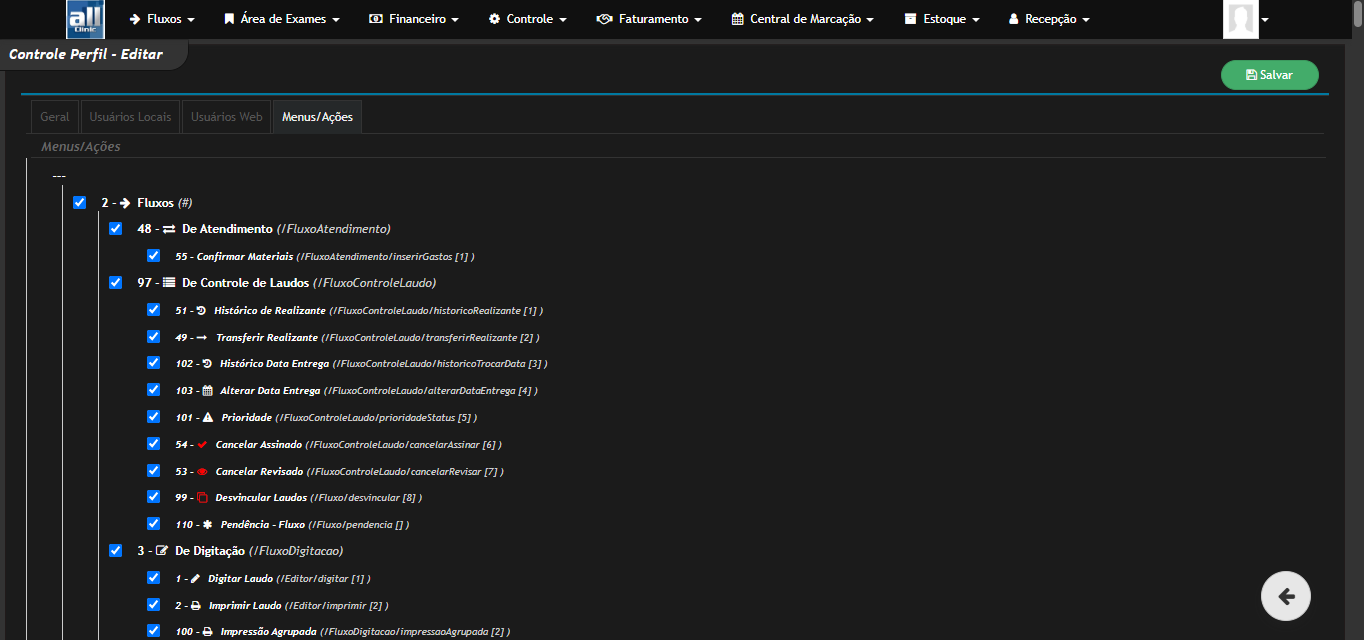Controle AllClinic Web
