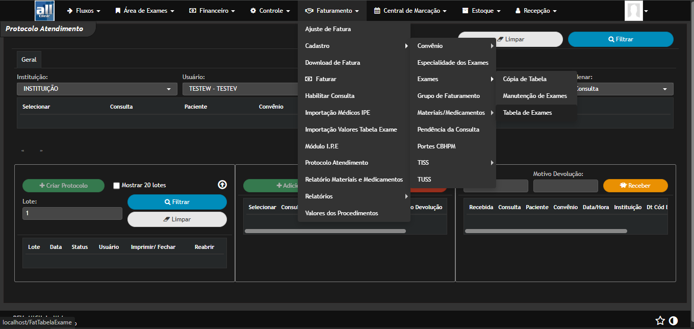 Faturamento AllClinic Web