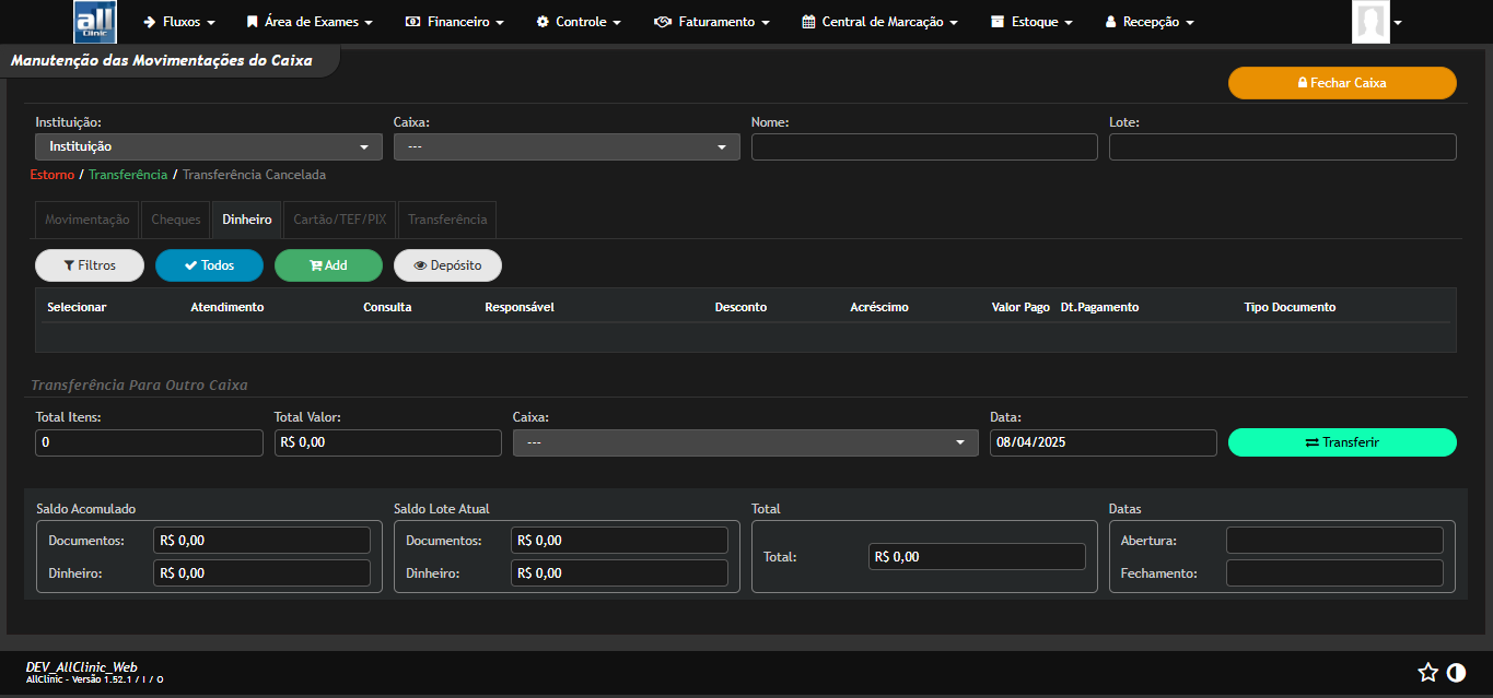 Financeiro AllClinic Web