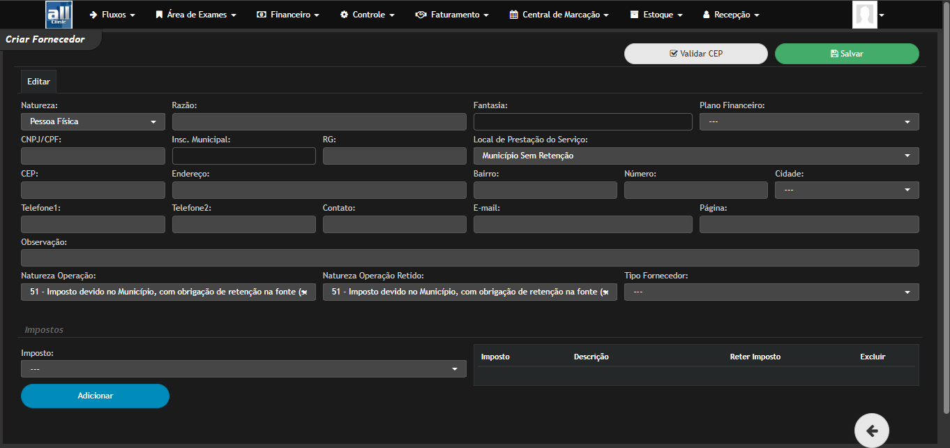 Financeiro AllClinic Web