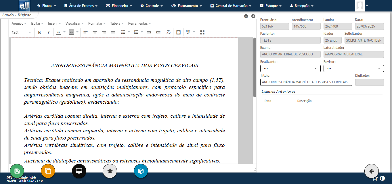 Fluxos AllClinic Web